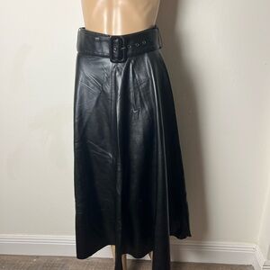 Zara Black A-Line Leather Skirt